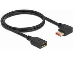 Delock DisplayPort Verlängerungskabel Stecker 90° links gewinkelt zu Buchse 8K 60 Hz 1 m