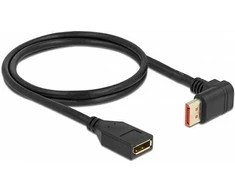 Delock DisplayPort Verlängerungskabel Stecker 90° oben gewinkelt zu Buchse 8K 60 Hz 1 m
