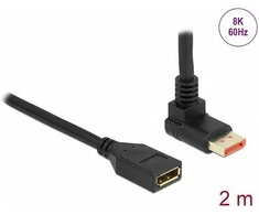 Delock DisplayPort Verlängerungskabel Stecker 90° oben gewinkelt zu Buchse 8K 60 Hz 2 m