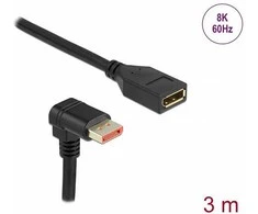 Delock DisplayPort Verlängerungskabel Stecker 90° unten gewinkelt zu Buchse 8K 60 Hz 3 m