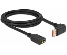Delock DisplayPort Verlängerungskabel Stecker 90° oben gewinkelt zu Buchse 8K 60 Hz 2 m