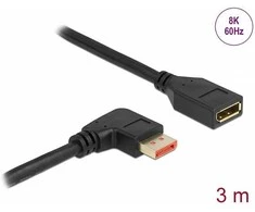 Delock DisplayPort Verlängerungskabel Stecker 90° rechts gewinkelt zu Buchse 8K 60 Hz 3 m