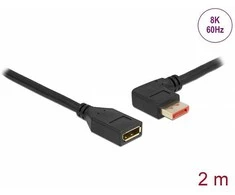 Delock DisplayPort Verlängerungskabel Stecker 90° links gewinkelt zu Buchse 8K 60 Hz 2 m