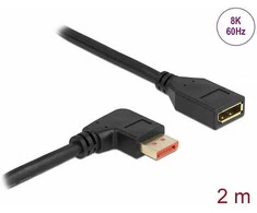 Delock DisplayPort Verlängerungskabel Stecker 90° rechts gewinkelt zu Buchse 8K 60 Hz 2 m