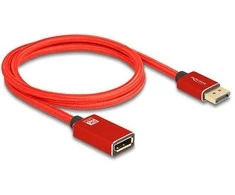 DELOCK DisplayPort Verlngerungskabel 8K 60 Hz 1 m raudona Metall be Einrastfunktion