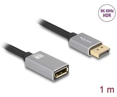 DELOCK DisplayPort Verlngerungskabel 8K 60 Hz 1 m grau Metall be Einrastfunktion