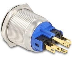 Delock Druckschalter zum Einbau 22 mm 6 x Lötanschluss LED baltas Powersymbol + Ring