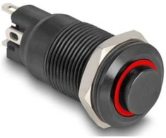 Delock Druckschalter zum Einbau juodas 12 mm 12 V 4 x Lötanschluss LED raudona Ring