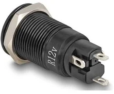 Delock Druckschalter zum Einbau juodas 12 mm 12 V 4 x Lötanschluss LED raudona Ring