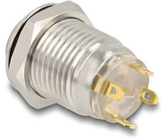 Delock Drucktaster zum Einbau 12 mm 4 x Lötanschluss LED grüner Punkt