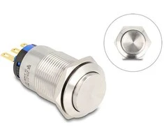 Delock Drucktaster zum Einbau 19 mm 3 x Lötanschluss
