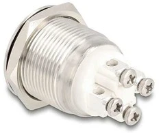 Delock Drucktaster zum Einbau 19 mm 4 x Schraubklemme LED grün