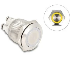 Delock Drucktaster zum Einbau 19 mm 4 x Schraubklemme LED gelb