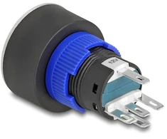 Delock Drucktaster zum Einbau 22 mm 5 x Lötanschluss Taster flach Kunststoff LED grün