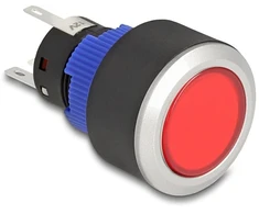 Delock Drucktaster zum Einbau 22 mm 5 x Lötanschluss Taster flach Plastik LED raudona