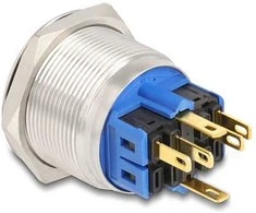 Delock Drucktaster zum Einbau 25 mm 6 x Lötanschluss LED raudona Powersymbol + Ring