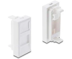 Delock Easy 45 H-Modulblende für Keystone Modul 1 Port mit Staubschutzklappe 22,5 x 45 mm baltas