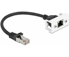 Delock Easy 45 Netzwerk Verlängerungskabel S/FTP RJ45 Stecker zu RJ45 Buchse Cat.6A 25 cm juodas / baltas