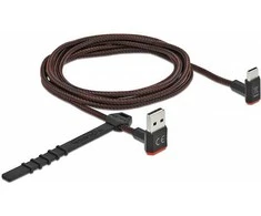 Delock EASY-USB 2.0 Kabelis Typ-A Stecker zu USB Type-C™ Stecker gewinkelt oben / unten 2 m juodas