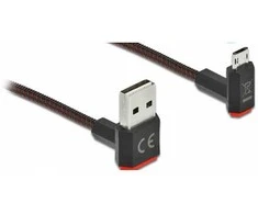Delock EASY-USB 2.0 Kabelis Typ-A Stecker zu EASY-USB Typ Micro-B Stecker gewinkelt oben / unten 2 m juodas