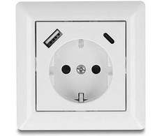 Delock Einbausteckdose mit 2 USB Ladeports, 1 x USB Typ-A und 1 x USB Type-C™ mit PD 3.0, 18 W