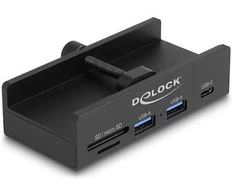 Delock Externer USB 5 Gbps Hub mit 2 x USB Typ-A, 1 x USB Type-C™ und SD + Micro SD Slot mit Feststellschraube