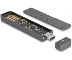 Delock Externes Gehäuse M.2 NVMe PCle SSD, SATA SSD (grau, mit USB Typ A-Stecker)