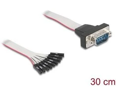 Delock Flachbandkabel RS-232 mit 9 x Pfostenbuchse zu D-Sub 9 Pin Stecker mit Muttern 30 cm