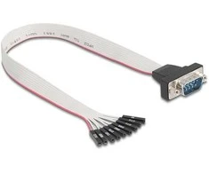 Delock Flachbandkabel RS-232 mit 9 x Pfostenbuchse zu D-Sub 9 Pin Stecker mit Muttern 30 cm