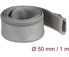 Delock Geflechtschlauch mit Reißverschluss hitzebeständig 1 m x 50 mm grau