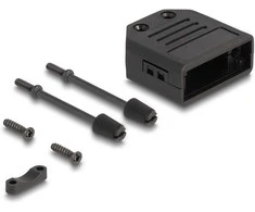 Delock Gehäuse für D-Sub 9 Pin Stecker / Buchse Kunststoffgehäuse mit Zugentlastung juodas