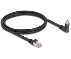 Delock GigE Kamera Kabelis RJ45 Stecker 45° gedreht und 90° gewinkelt mit Schrauben zu RJ45 Stecker Cat.6 S/FTP 1 m juodas