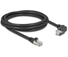 Delock GigE Kamera Kabelis RJ45 Stecker 90° gewinkelt mit Schrauben zu RJ45 Stecker Cat.6 S/FTP 2 m juodas