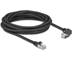 Delock GigE Kamera Kabelis RJ45 Stecker 90° gewinkelt mit Schrauben zu RJ45 Stecker Cat.6 S/FTP 5 m juodas