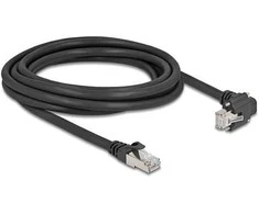 Delock GigE Kamera Kabelis RJ45 Stecker 90° gewinkelt mit Schrauben zu RJ45 Stecker Cat.6 S/FTP 3 m juodas