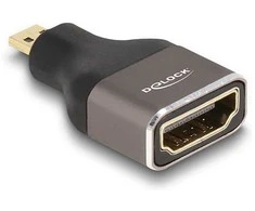 DELOCK HDMI Adapteris Micro-D Stecker zu A Buchse 8K 60 Hz grau Metall