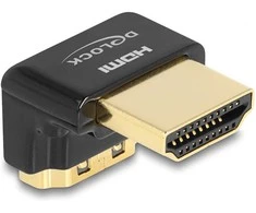 Delock HDMI Adapteris Stecker zu Buchse 90° unten gewinkelt 8K 60 Hz Metall