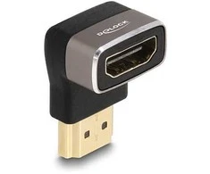 DELOCK HDMI Adapteris Stecker zu Buchse 90 oben gewinkelt 8K 60 Hz grau Metall