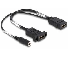 Delock HDMI Kabelis 4K 60 Hz mit DC Einspeisung 2,1 x 5,5 mm 0,30 m zum Einbau