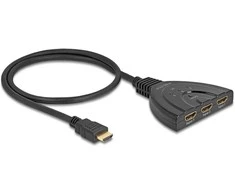 DELOCK HDMI Switch 3 x HDMI in zu 1 x HDMI out 8K 60 Hz mit integriertem Kabelis 60cm
