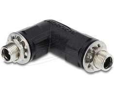 Delock Hohlstecker Adapteris DC 5,5 x 2,1 mm Buchse auf Buchse mit Gewinde gewinkelt 90°