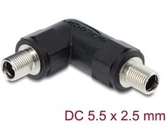 Delock Hohlstecker Adapteris DC 5,5 x 2,5 mm Buchse auf Buchse mit Gewinde gewinkelt 90°