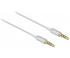 Delock Jack kabelis 3,5 mm 4 kontaktų kištukinis ir vyriškas Ultra Slim 0,5 m baltas