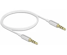 Delock Jack kabelis 3,5 mm 4 kontaktų kištukinis ir vyriškas Ultra Slim 0,5 m baltas