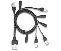 Delock Kabelis Mini-Fit 4,2 mm 10 Pin Stecker zu 4 x DC 5,5 x 2,5 mm Buchse und 4 x Mini-Fit 4,2 mm 2 Pin Stecker juodas