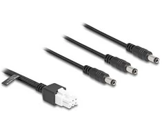 Delock Kabelis Mini-Fit 4,2 mm 6 Pin Stecker zu 3 x DC 5,5 x 2,5 mm Stecker juodas