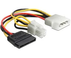 Delock Kabelis Power Molex 4 Pin Stecker > SATA 15 Pin Buchse + P4 Stecker