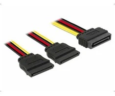 Delock Kabelis Power SATA 15 Pin > 2 x SATA HDD – gerade