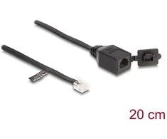 Delock Kabelis RJ12 Stecker zu RJ12 Buchse mit Verschlusskappe 20 cm juodas