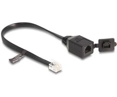 Delock Kabelis RJ12 Stecker zu RJ12 Buchse mit Verschlusskappe 20 cm juodas